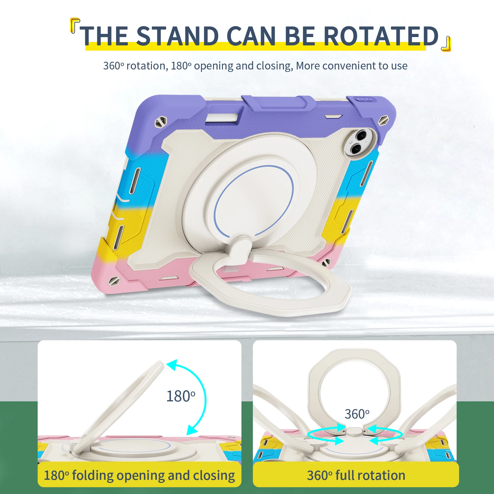 Enhanced Armor Tablet Case with 360° Rotating Stand, Pen Slot & Handle Grip