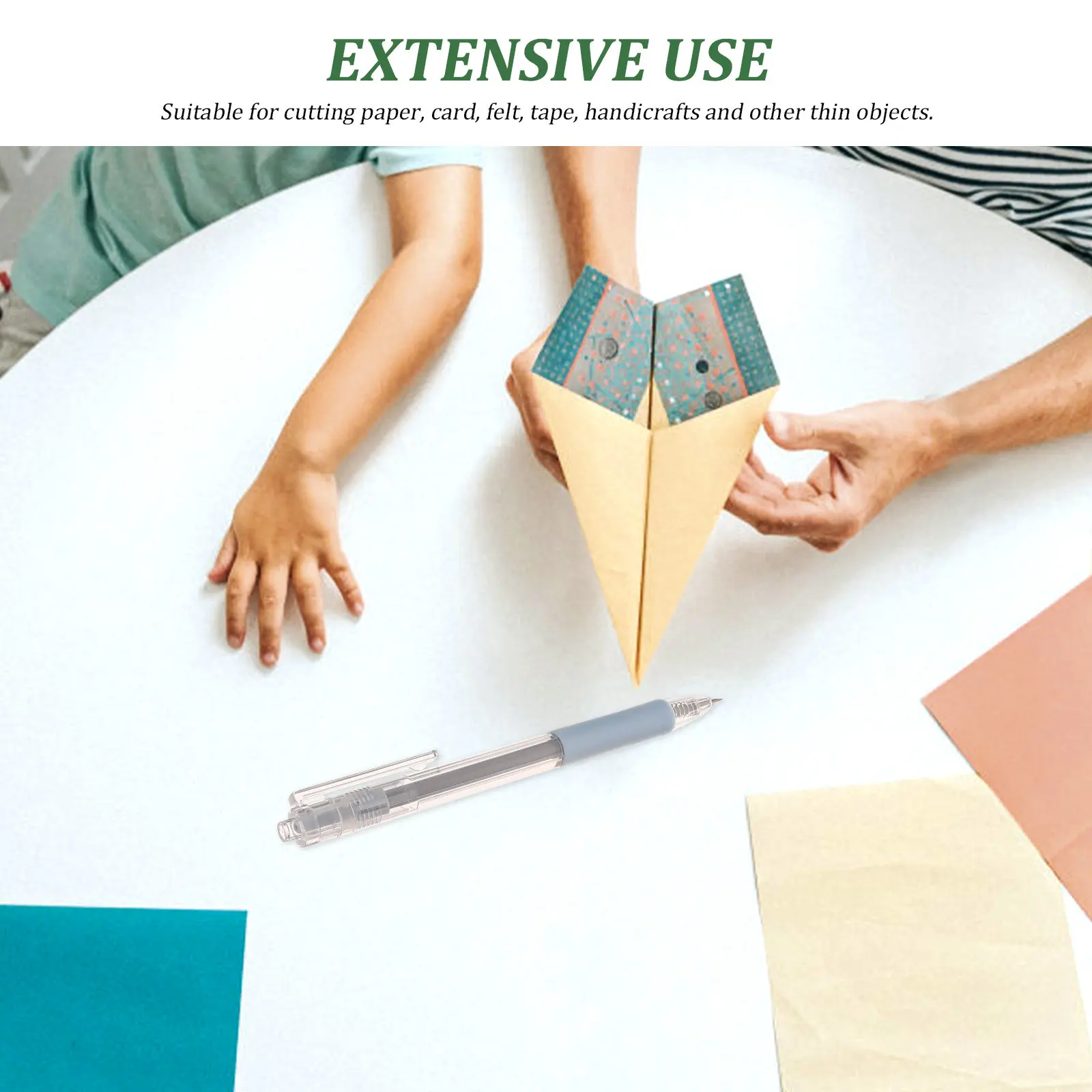 1 세트 경량 휴대용 펜 스타일 커터 플라스틱 금속 블레이드 종이 카드 펠트 테이프 공예 절단 도구 학생 성인 가정용