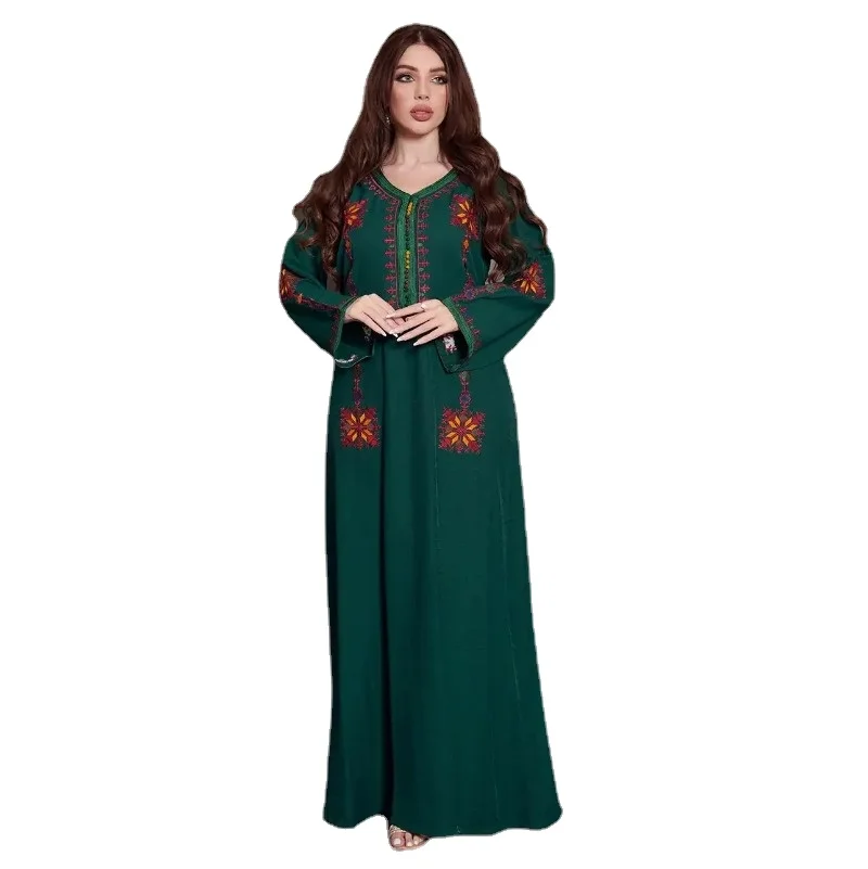 

African Dresses For Women Elegant Embroidery New Muslim Fashion Abayas Dashiki Robe Kaftan Long Maxi Dress Turkish Africa