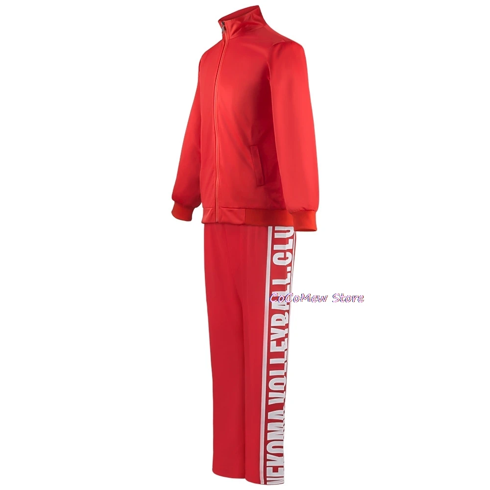 Haikyuu Nekoma High Cosplay Yaoi Uniforms Tetsurou Kuroo Kozume Kenma Costume Set Volleyball Jacket+Pants Red Sportswear Jersey