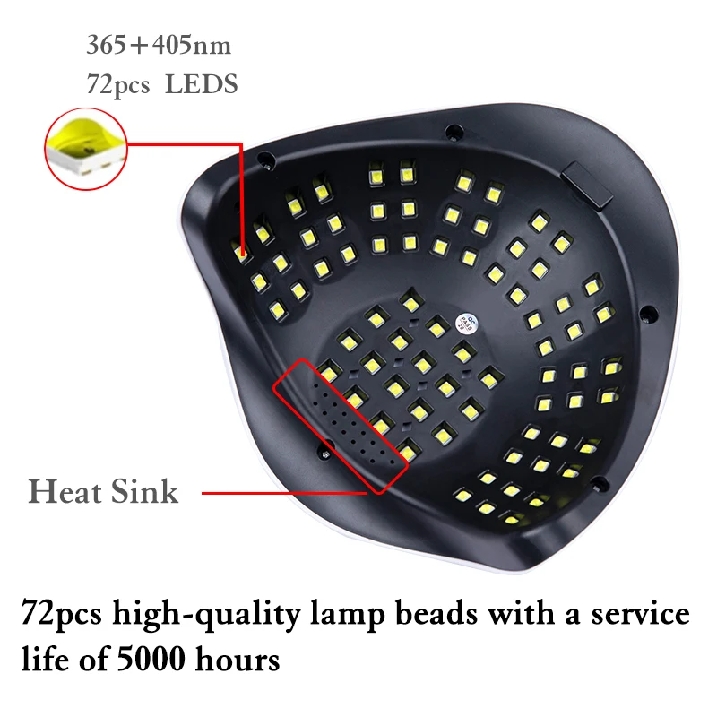 손톱용 UV LED 램프, 전문 젤 광택제 건조 램프, 터치 스크린, 스마트 네일 드라이어, 매니큐어 장비 도구, 72LED