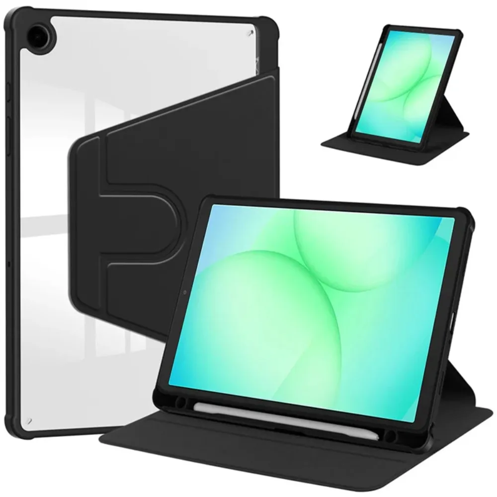Versatile 360° Rotating Acrylic Tablet Case with Pen Holder and Shockproof Leather Cover