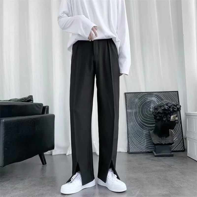 Spring/Summer Black Suit Pants Men Fashion Society Mens Dress Pants Korean Loose Straight Pants Mens Office Formal Trousers 3