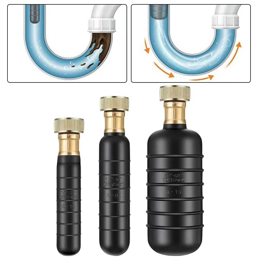 3pcs Drain Bladder Kit Drain Rubber Bladders Unclogger Pipes Cleaning With Water Power For Bathroom Sinks Showers Pools