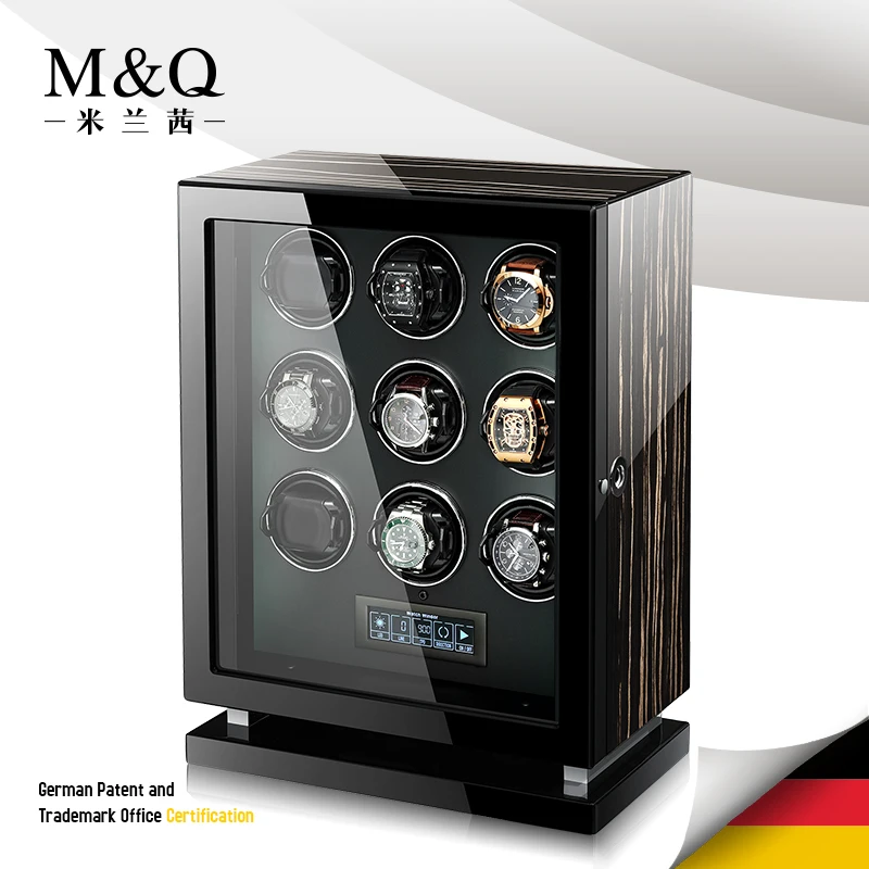 MELANCY Mechanical Automatic Watch Winder Fingerprint Wooden Watches Boxes Touch Controls and Internal Backlight Storage Safe