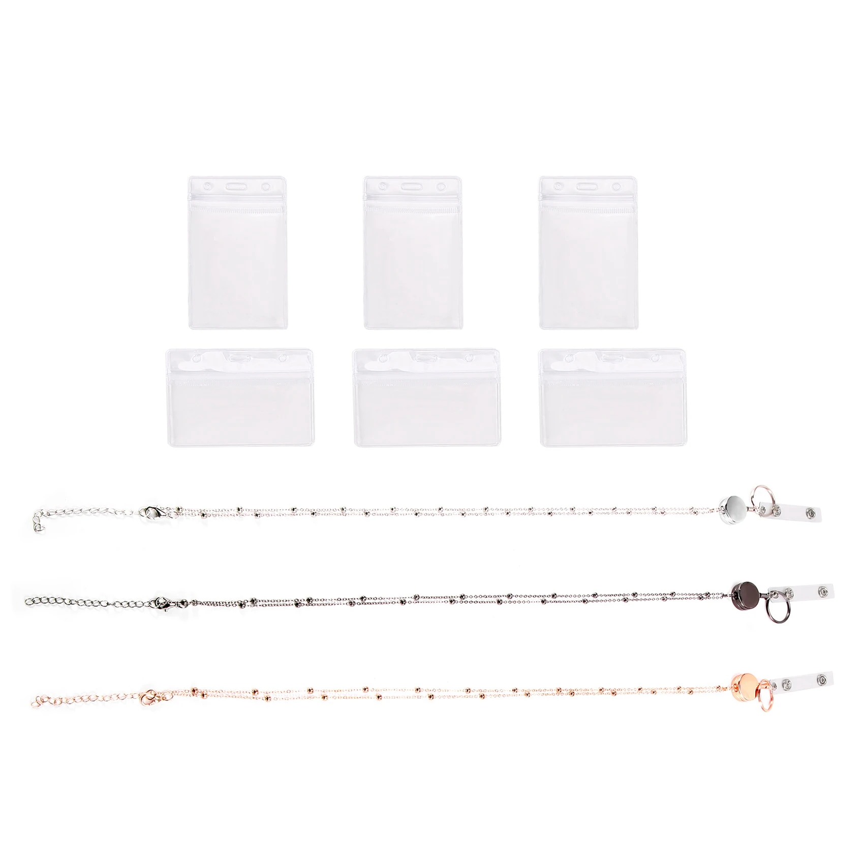 A29F-개폐식 배지 스크롤 끈(ID 카드 홀더 포함), 3개 파란색 배지 끈 목걸이(명함 홀더 6개 포함) A