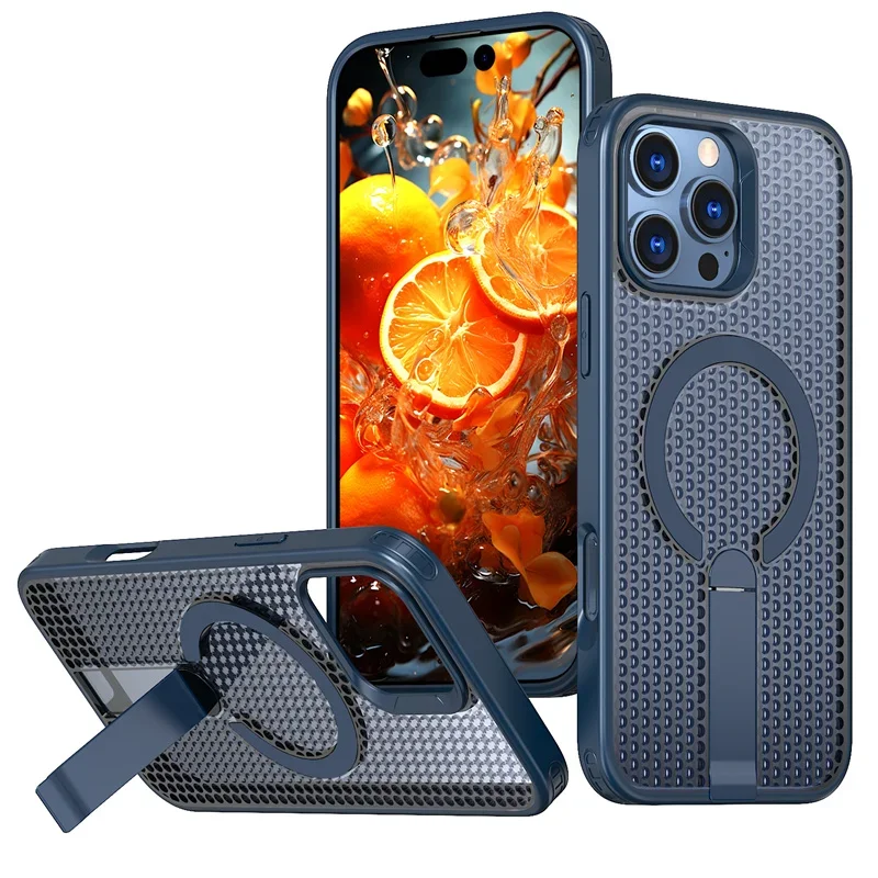 Enhanced Heat Dissipation Magnetic Phone Case with Shockproof Hideaway Bracket