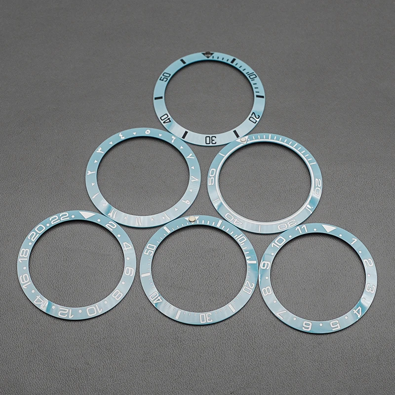 NH35 Bezel, Lake Blue, Size 38X30.5MM, For Seiko SKX007/SKX009/SKX011/SKX171/SKX173/SRPD etc., Ceramic, Diving