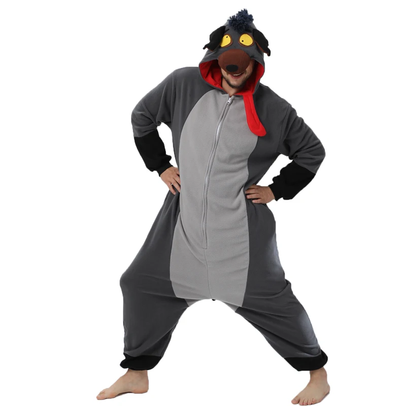 Hyena animal cosplay game costume kigurumi men one piece pajamas donkey halloween christmas party hooded cartoon pajamas
