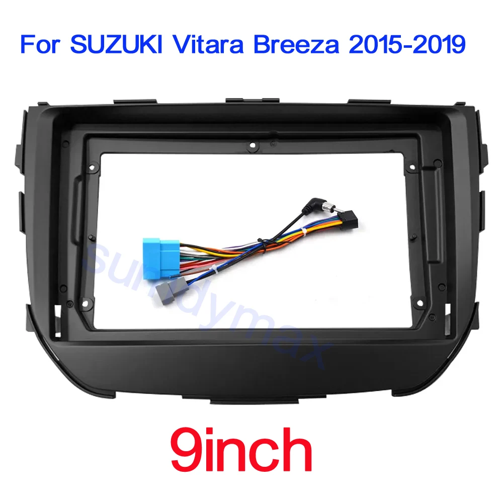 

9inch Double 2 Din Car Radio Frame cable wire for SUZUKI Vitara Breeza 2015-2019 Fascia Dash Kit DVD Radio Panel Stereo Cover