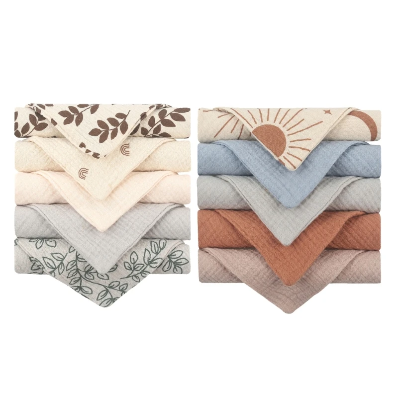 

10Pcs Newborn Wash Cloth Baby Towel Soft Facecloth High-absorbent Cotton Bib Set