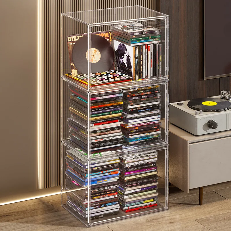 Book Storage Box Magazine Transparent Bookshelf Album CD Desktop ...