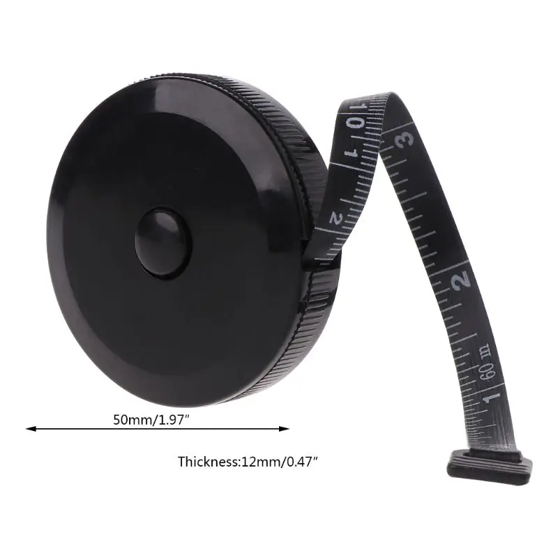 Tape Measure Measuring Tape Black Soft Tape Measuring 1.5m for Body Measuring Tape Cloth Physicians Dual Sided Retractable Tool