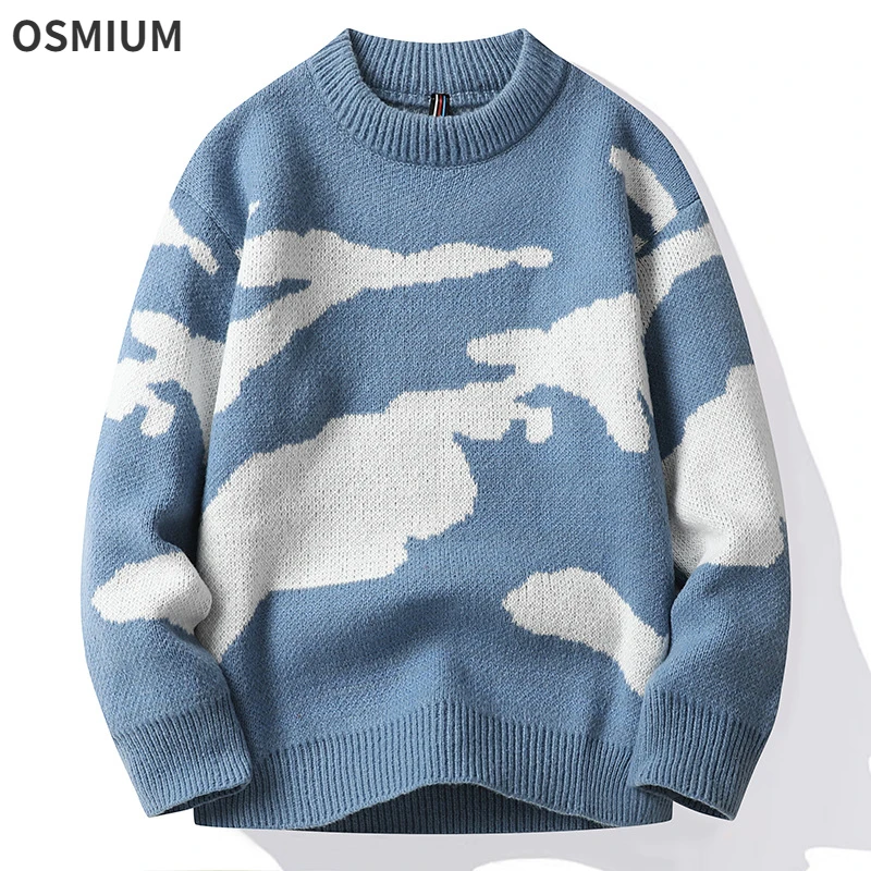 

Japan Style Mens Knitted Sweater Autumn Winter Pullover Round Neck Loose Sweaters Man Knit Top Plus Size Dotted Knitwear Xxxl