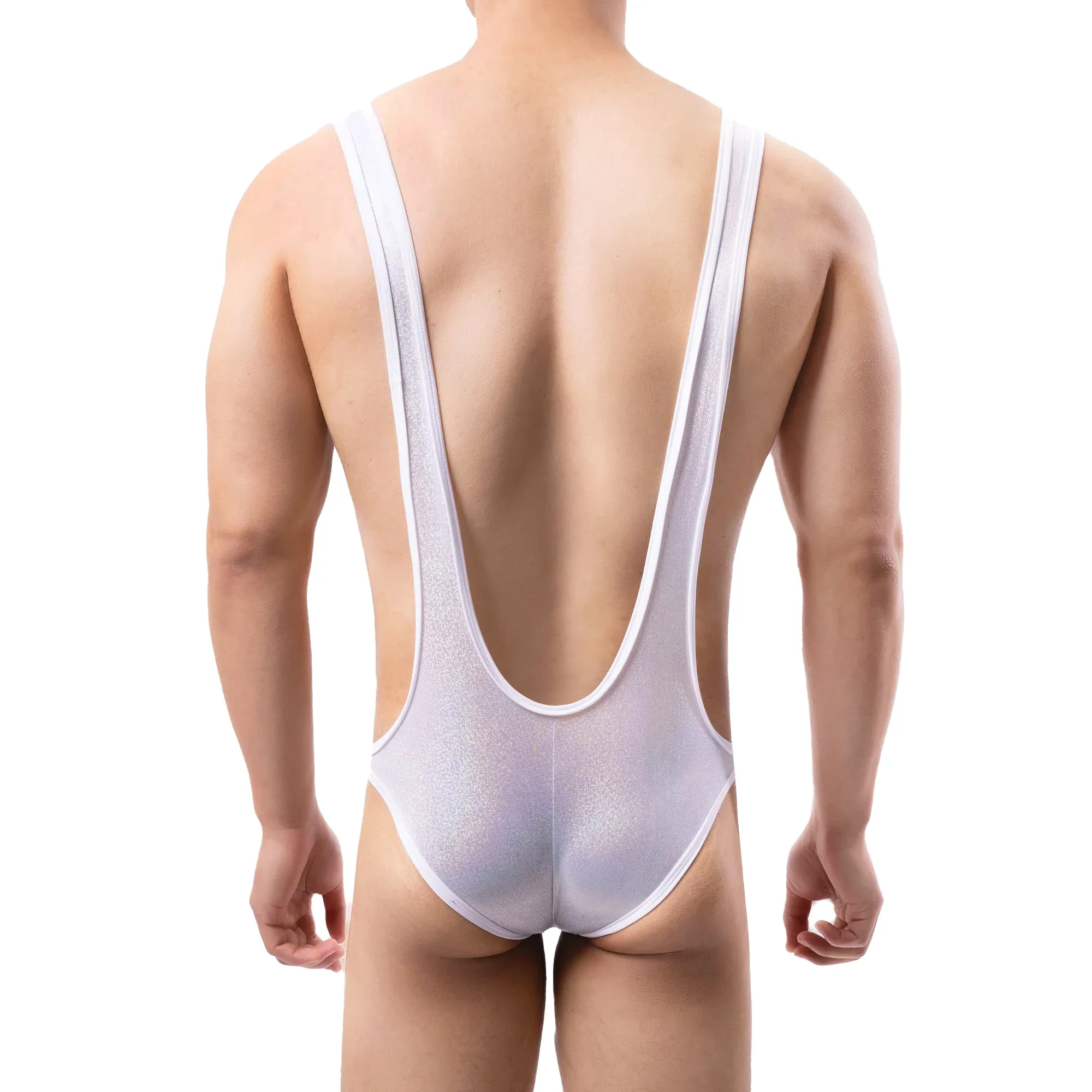 Men Undershirts Lingeries Bodysuit Men's Shiny Bulge Pouch Underwear Wrestling Singlets Leotards Gay Bodysuit Pole Dance Costume