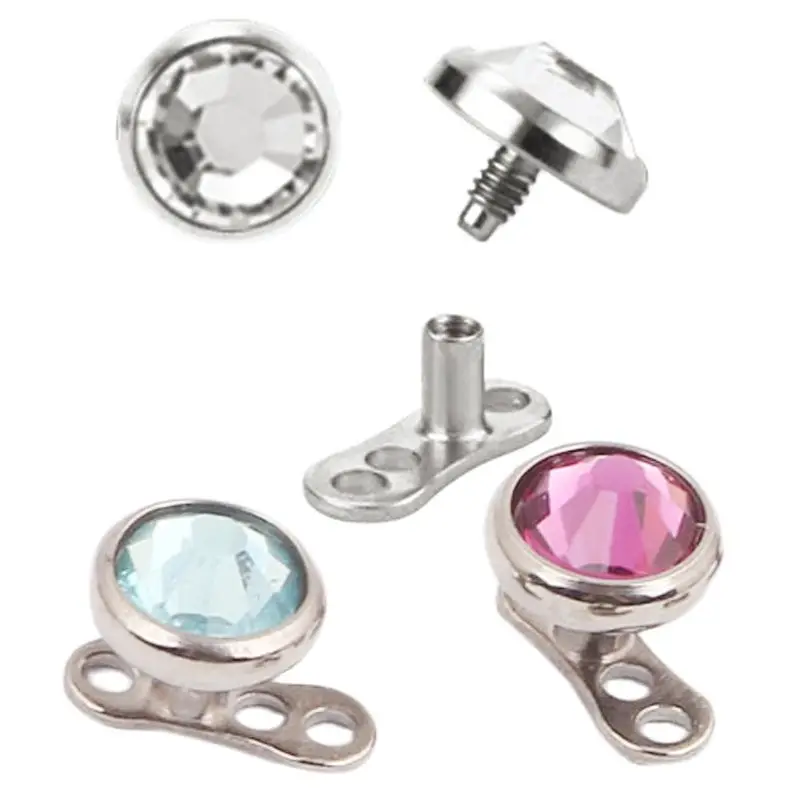 1 Set G23 Titanium 14G Micro Dermal Anchor Top Con Fori Base Per Piercing Diver Implant In Skin Mamilo Pircing Body Jewelry