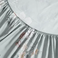 Grey white flower Bed Fitted Sheets Sabanas Mattress Cover with Elastic Microfiber (no pillowcase) 160*200*25cm 2