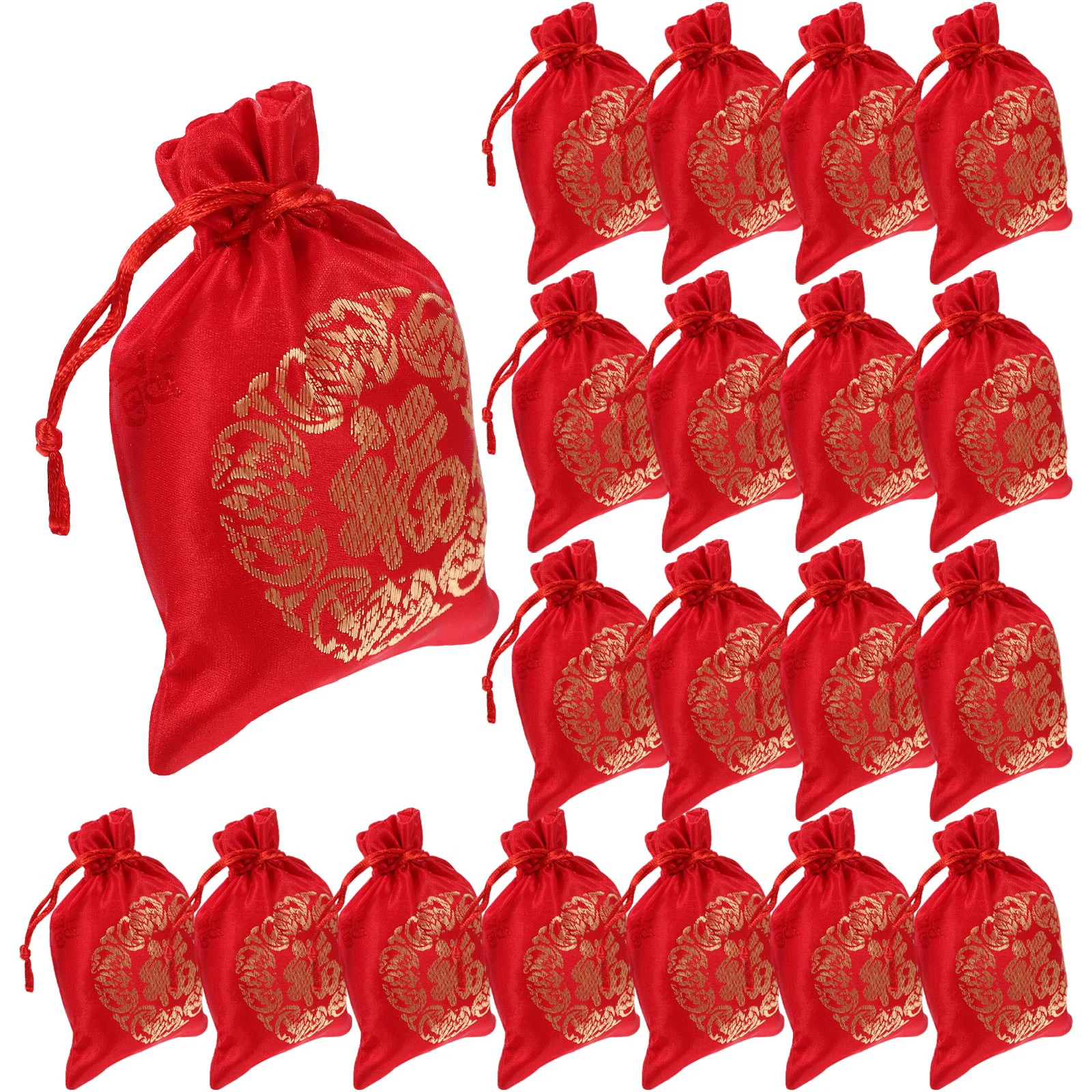 

Good Luck Fortune Gift Bags Drawstring Bag Chinese Silk Embroidered Brocade Bag Jewelry Pouch