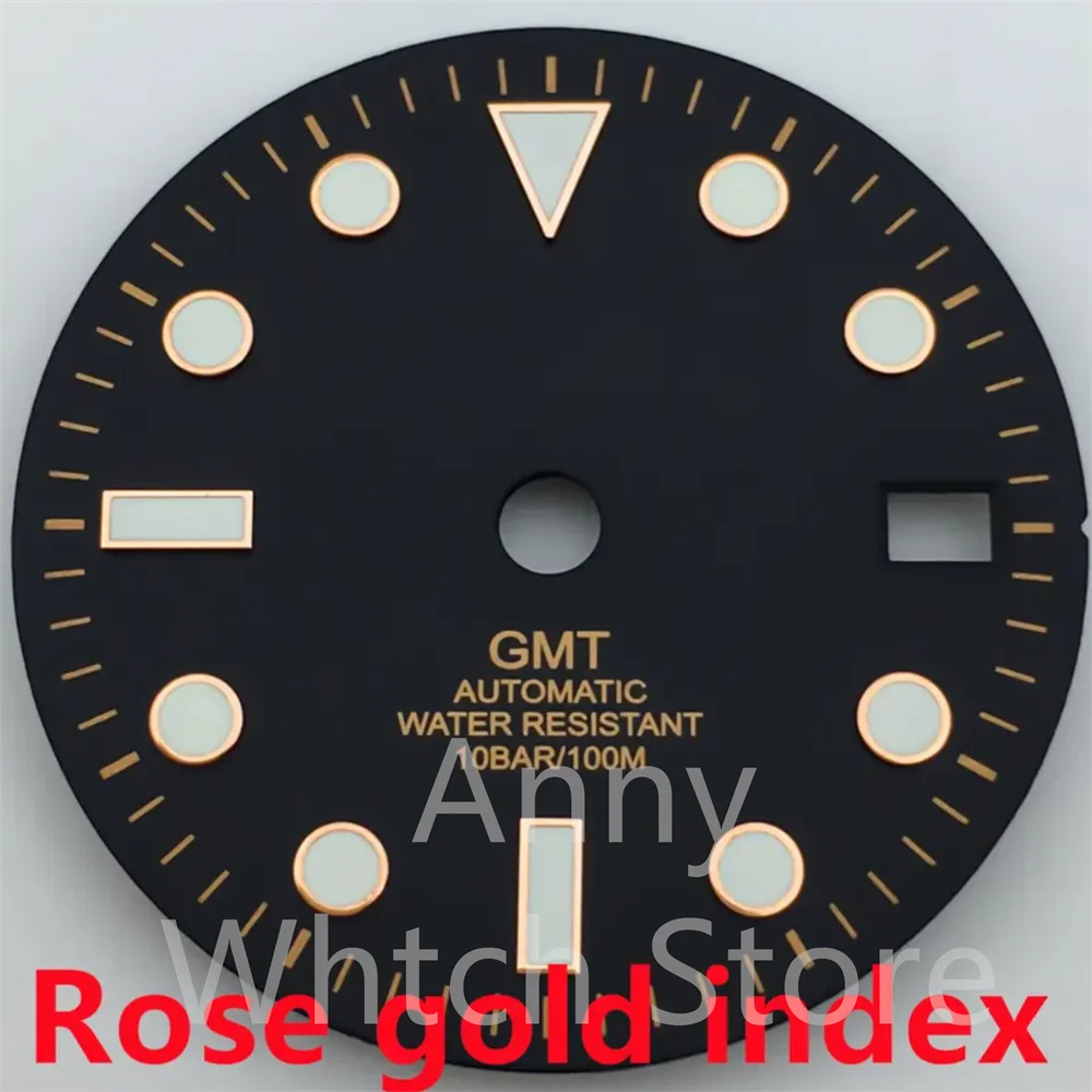 Green Luminous GMT Watch Dial with Four Hands - Premium 29mm Replacement Part