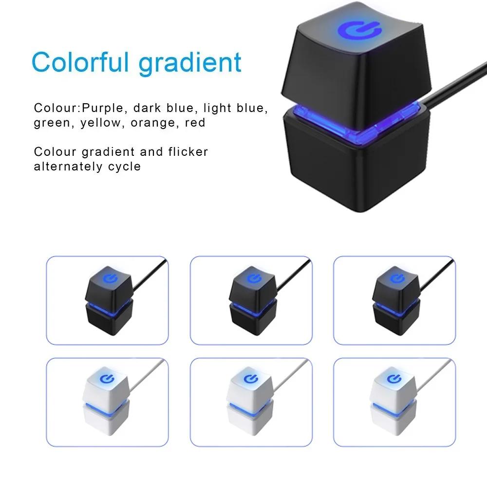 Computer Power Button Cable TEUCER KG-1 2m Computer Desktop Switch LED Light Motherboard External Start Power On/Off Button Extension Cable for Home Office