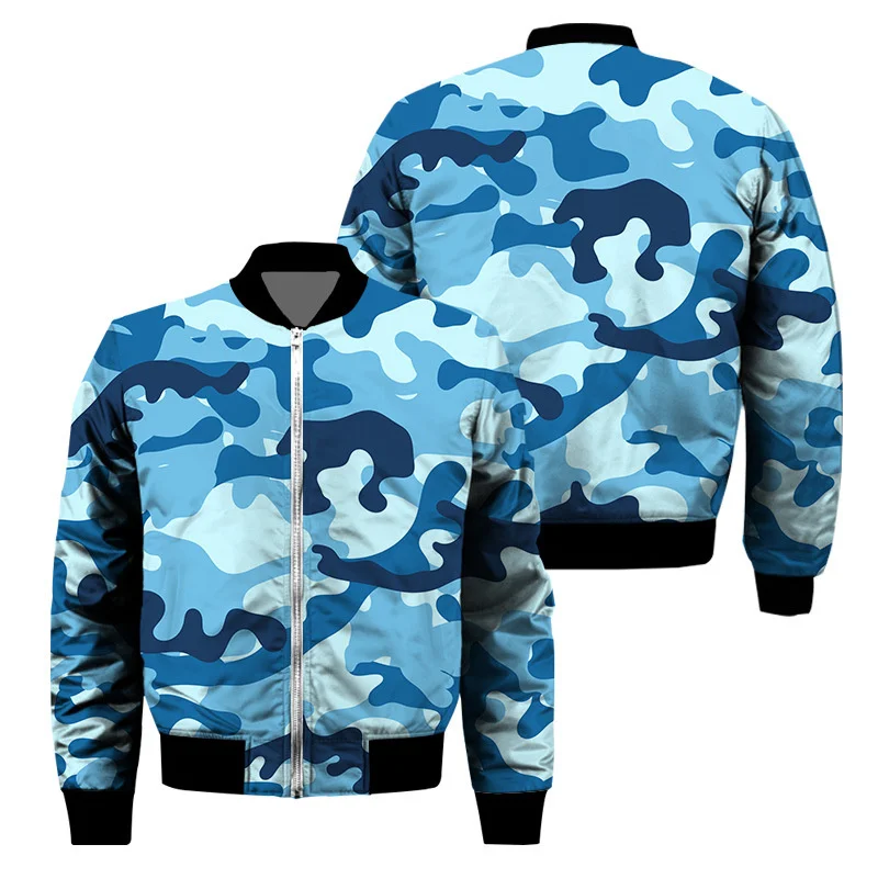 thumbnail image 1 of Chaqueta con cremallera y estampado de camuflaje para hombre, chaqueta clásica con estampado 3D de manga larga, informal, de gran tamaño, para primavera y otoño, 1 of 5