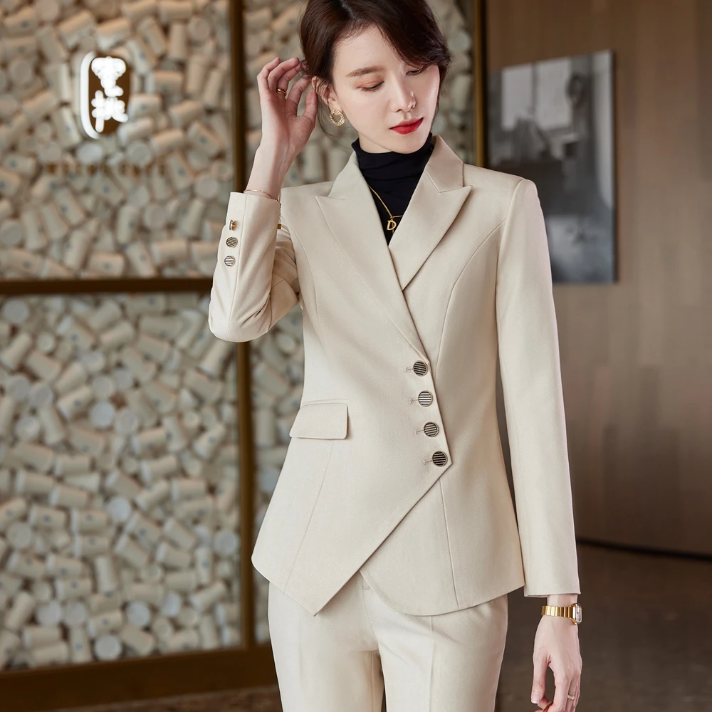 Blazer Formal para mujer, traje de con conjuntos, uniforme de oficina, pantalones talla chaqueta, Primavera, Otoño, 2022 _ - AliExpress Mobile