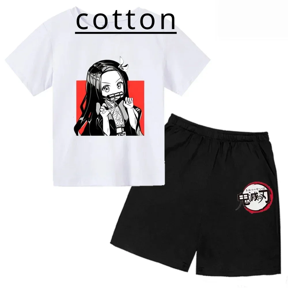 thumbnail image 1 of Conjunto de camiseta y pantalones cortos con estampado de Kamado Nezuko de Demon Slayer para adolescentes y niños, ropa de manga corta para niños y niñas, 1 of 4