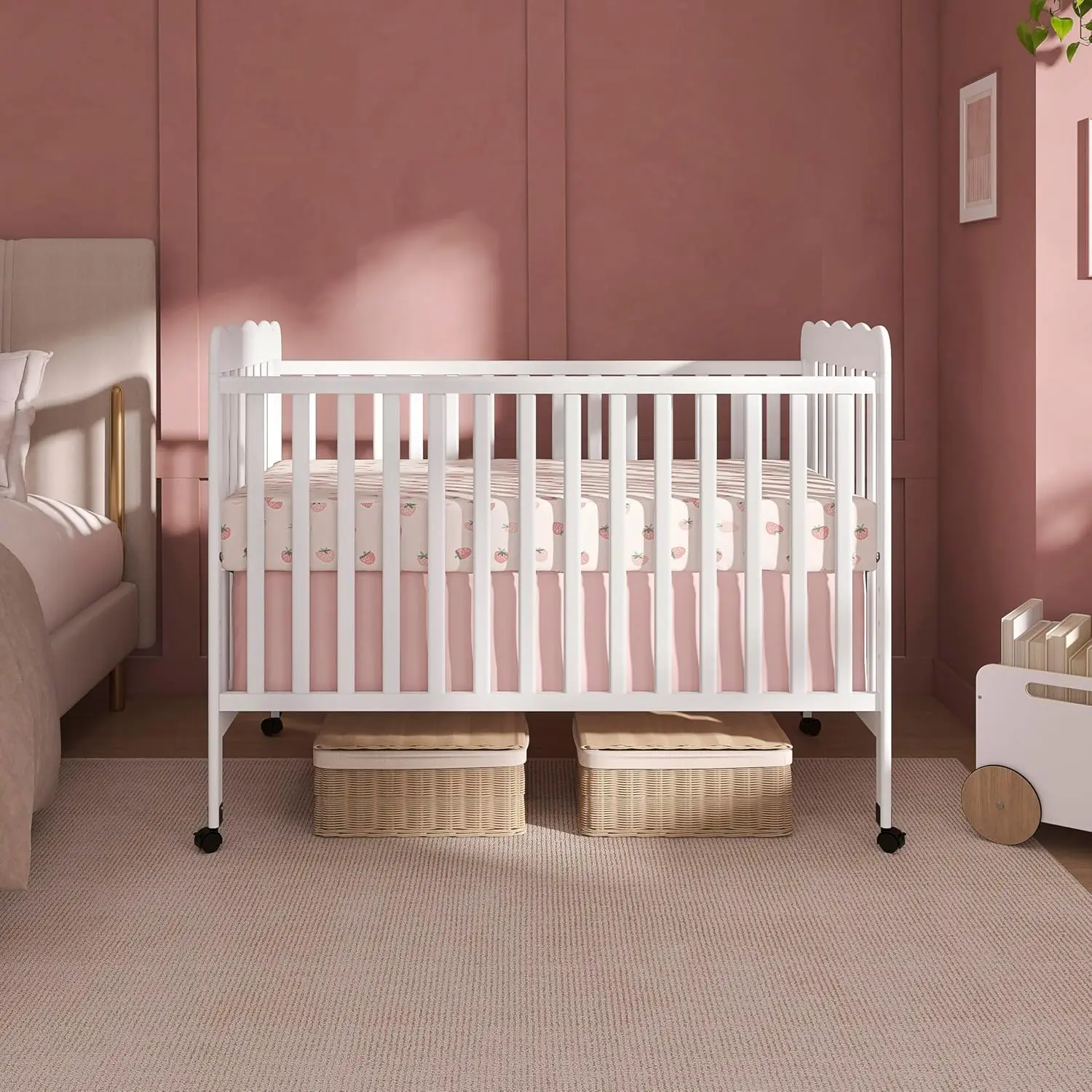 Carson Classic 3-in-1 Convertible Full-Size Baby Crib in White, GreenGuard Gold & JPMA, 4 Mattress Heights, Converts to Day
