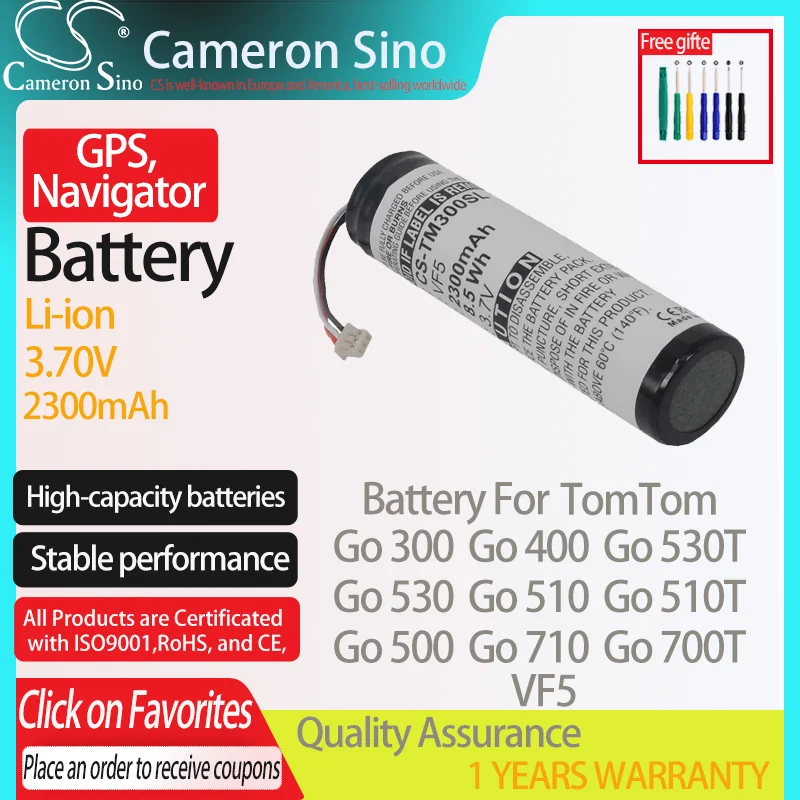 Batteria Cameronsino Per Tomtom Go 300 Go 400 Go 500 Go 530 Go 530T Go 510 Go 700T Go 710 Adatto Per Tomtom Vf5 Gps, Batteria Navigatore