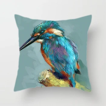 Lovely Bird Cushion Cover Flower Pattern Pillow Covers Decorative for Sofa Bed Living Room Decor Polyester Fauxlinen Accessories 5