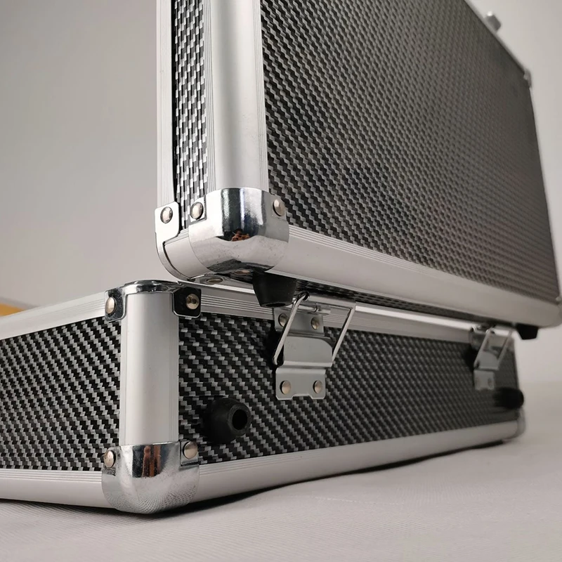 Aluminum Alloy Frame Suitcase Storage Box with Sponge Cubes Compartment for Microphone Sound Card Mixer Camera Drone Tools Kits
