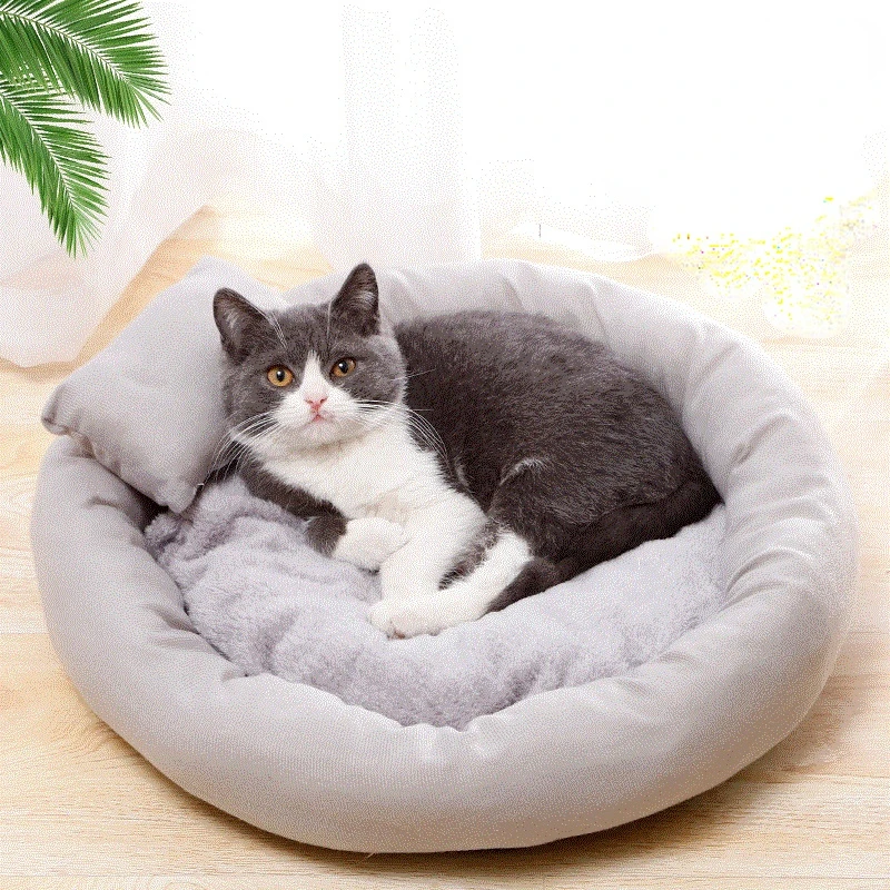 Cat Bed Cozy Egg Tart Cat Nest Plush Pillow Warm Pet Litter Pet Dog Bed