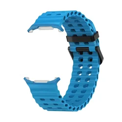 Premium Marine Silicone Sport Bracelet for Smart Watches - Original Strap Accessory (Advanced Blue black)