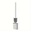 Silicone Toilet Brush Set with Removable Long Handle - Wall Mounted Household Cleaning Tool, Plastic, Reusable 5