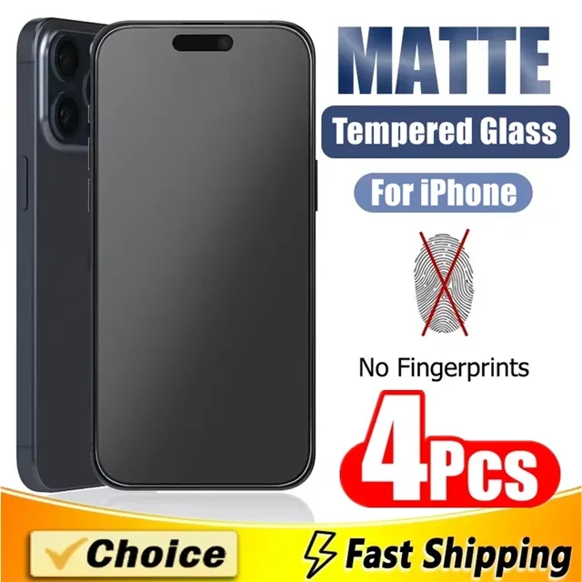 Protecteur d'Écran en Verre Givré pour iPhone, Accessoire pour Modèles 14, 13, 12, 11, 15 Pro Max, 7, 8, 16 Plus, 13 Mini, X, Poly XS MAX, 4 Pièces, 256 1
