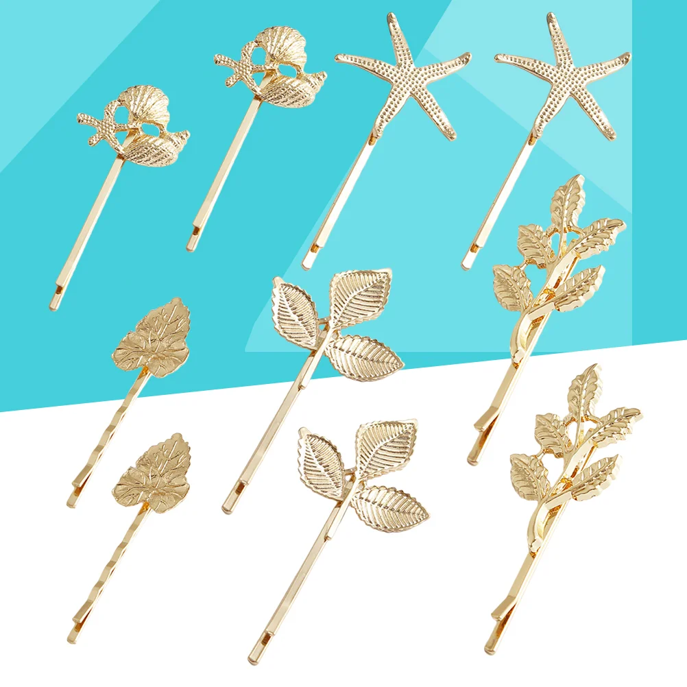 

10Pcs Metal Bobby Vintage Hair Wedding Leaves Barrettes Hair Clips for Girl Random Style