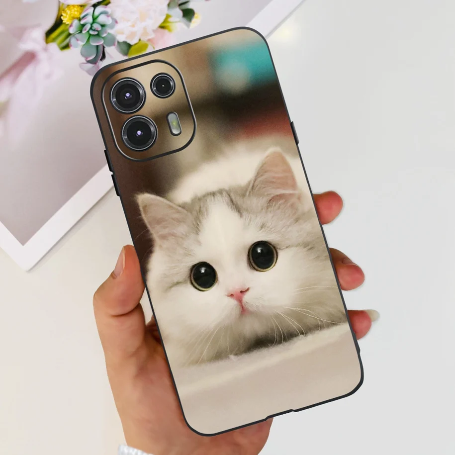 Cute Astronaut Black Silicone Soft Slim Phone Case Cover for Motorola Edge 20 Lite/Fusion