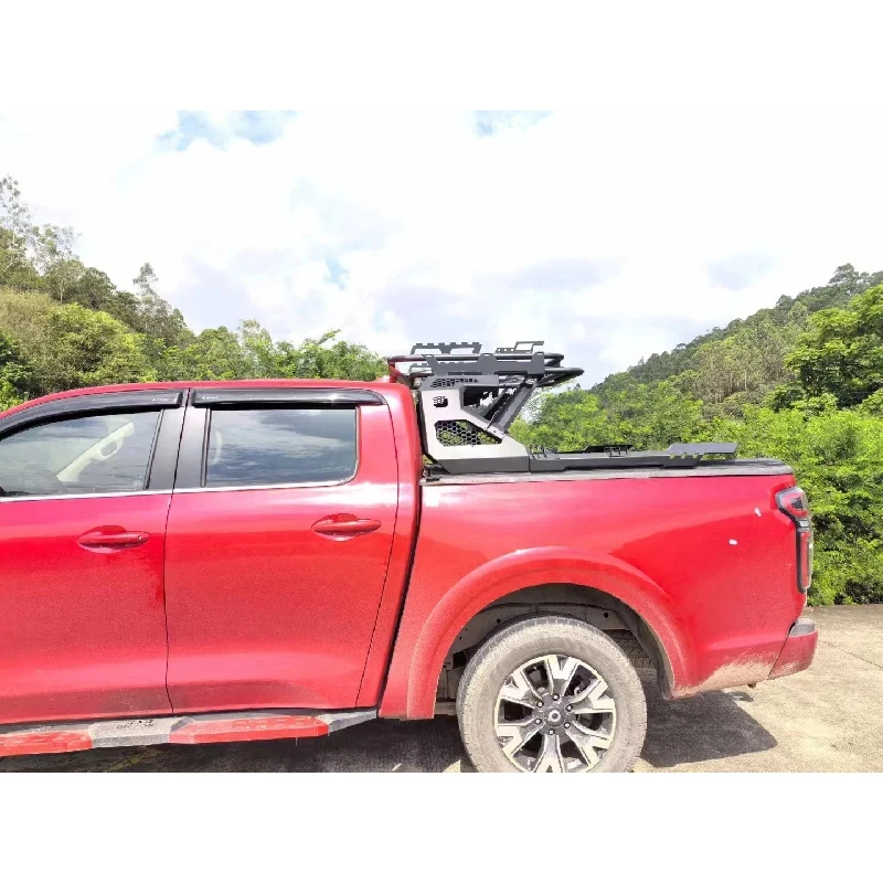 프리미엄 자동차 액세서리 4X4 픽업 트럭 롤바(바스켓 포함) 스테인리스 스틸 접이식 토너 커버 전문가용 내구성 강화