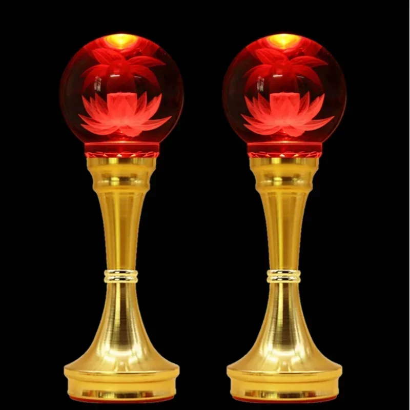 Household Crystal Ball Lotus Lamp, LED Buddha Supply Lamp, Decoration, Feng Shui, Eternal Light of Buddha Hall, Power Plug, 1pcs