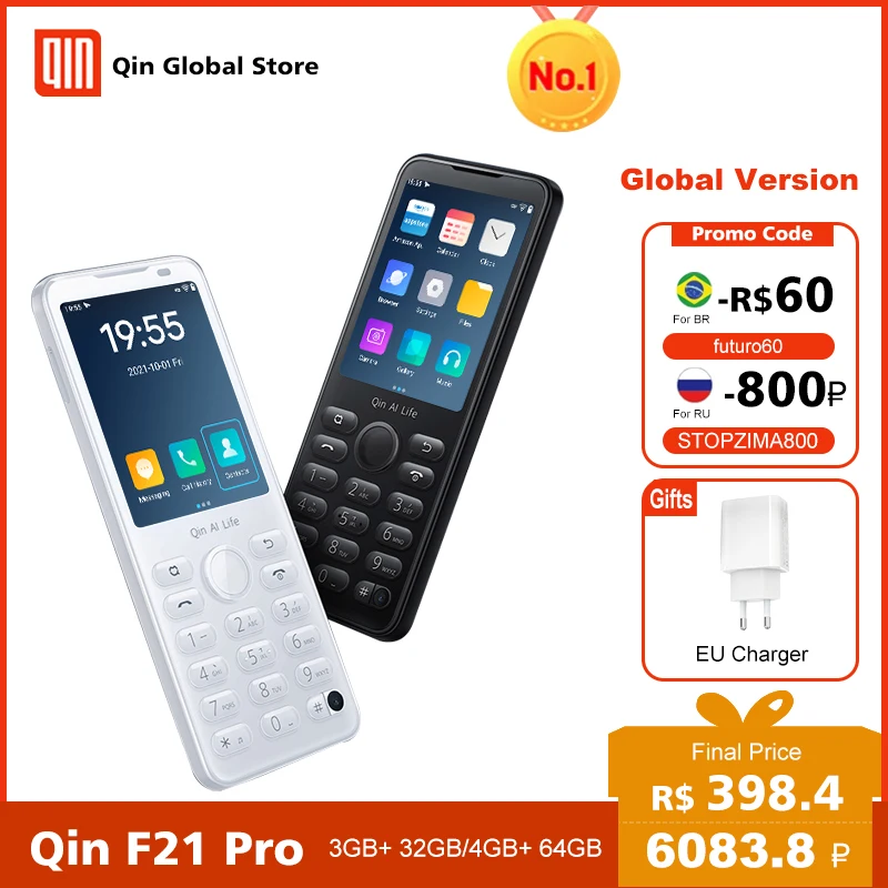 New Qin F21 Pro Smart Touch Screen Phone Wifi 5G+2.8 Inch 3GB + 32GB / 4GB 64GB Bluetooth 5.0 480*640 Global Verison Phone 1