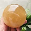 30-100MM Natural Citrine Calcite Quartz Crystal Sphere Ball Healing Gemston+base 3