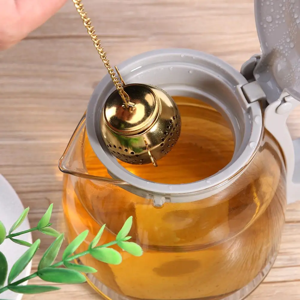 Gold Stainless Steel Tea Spoon Food Grade Hotel Teacup Extended Chain Portable Multi-function with Base for Mug Cup and Pitcher