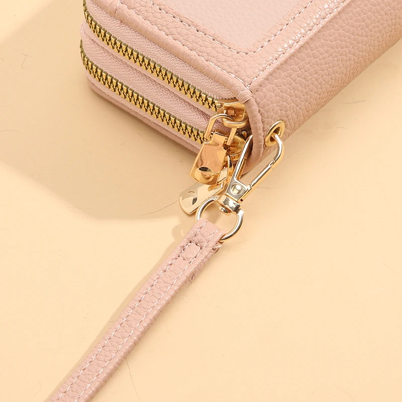 Foreign trade explosive card bag female exquisite rfid leather multi-functional organ card bag double zipper bank cover