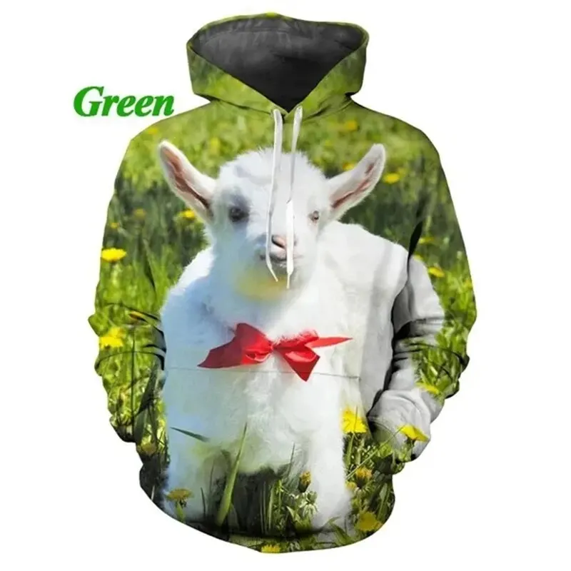 thumbnail image 1 of Sudadera con capucha con estampado de ovejas divertidas y personalidad para hombre, moda informal, unisex, estampado 3D de animales, sudaderas gráficas, tops, 1 of 5