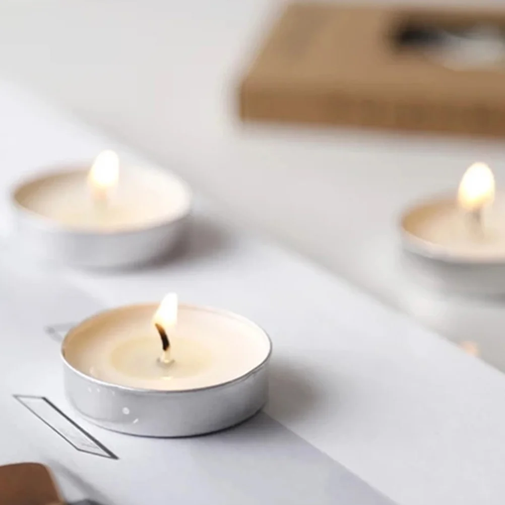

Creative Scented Smokeless Round Scented Bedroom Decoration Unscented Tealight Candles Wedding White Tea Light