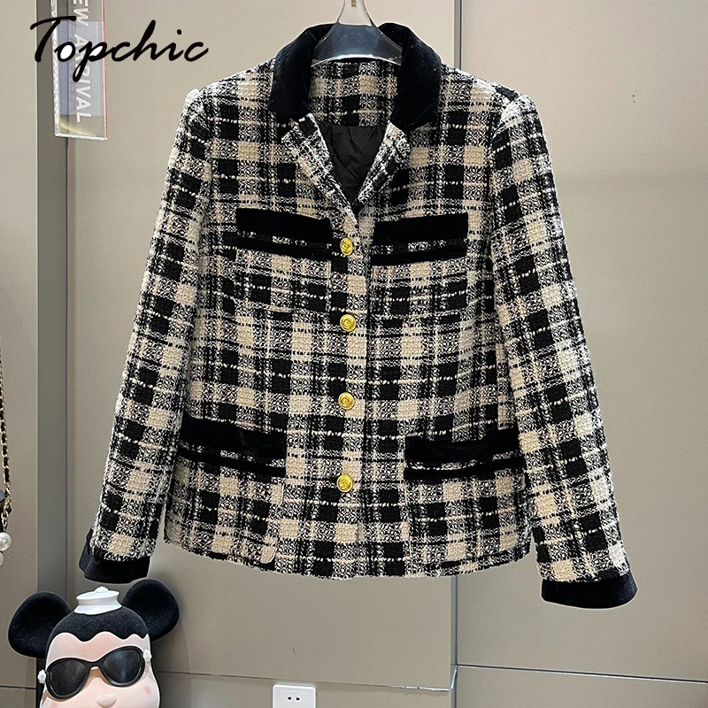 

Vintage White Black Plaid Winter Jackets for Women 2023 Luxury Designer Wool & Blends Coats Autumn Winter Ropa Para Mujer