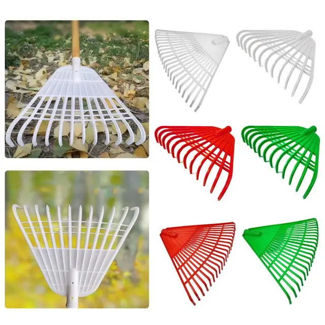 12/21 Tines Leaf Rake Tempered Plastic Rake Head Collecting Leaves Debris Garden Rake Lightweight Yard Grass Clean Tool 5