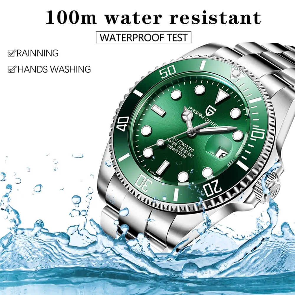 Pagani dizajnové pánske mechanické náramkové hodinky luxusné hodinky s keramickou lunetou, automatické hodinky so zafírovým sklom pre mužov