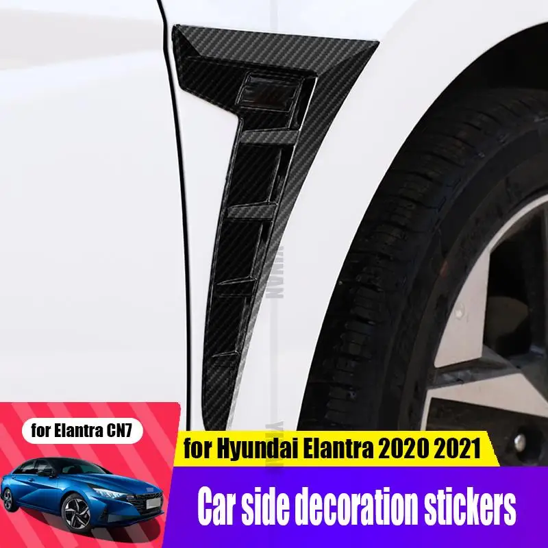 

for Hyundai Elantra Avante CN7 2020 2021 car body side fender decoration bright black decoration sticker modification