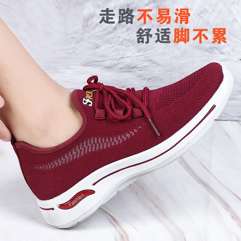 Women Sneakers Casual Shoes Comfortable Mesh Lace-Up Ladies Sport Shoes Wedges Chunky Women's Vulcanized Shoes Females Sneakers